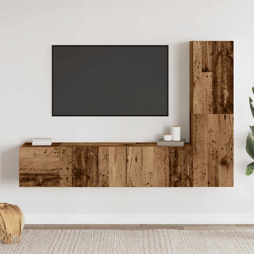 Wall Mounted TV cabinets 3 pcs Old Wood Engineered Wood