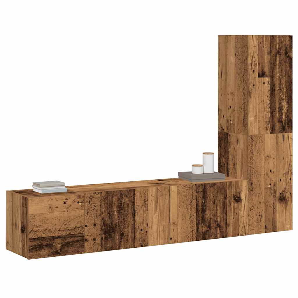 Wall Mounted TV cabinets 3 pcs Old Wood Engineered Wood