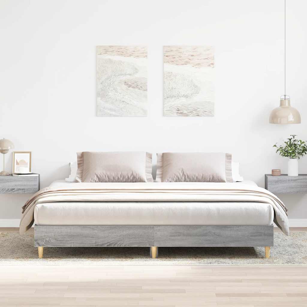 Bed Frame without Mattress Grey Sonoma 180x200cm Engineered Wood