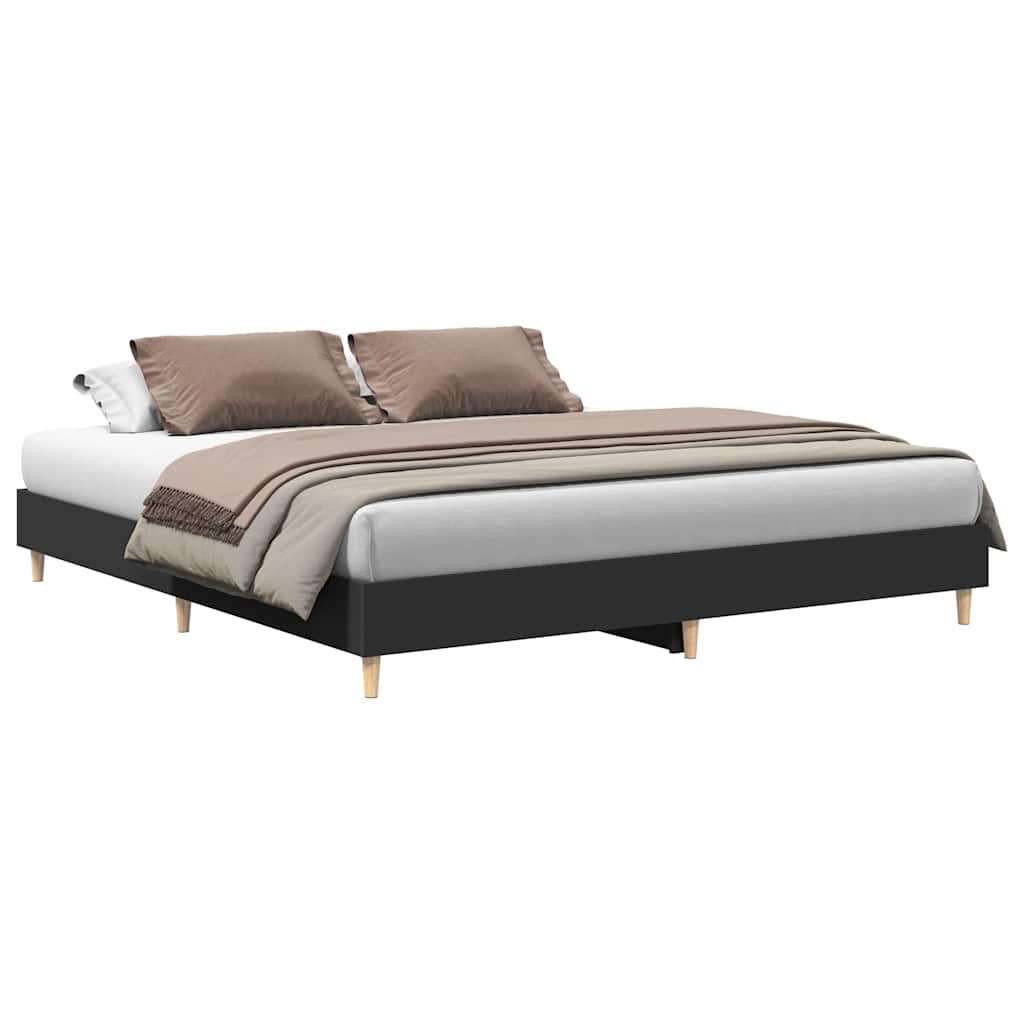 Bed Frame without Mattress Black 160x200cm Engineered Wood