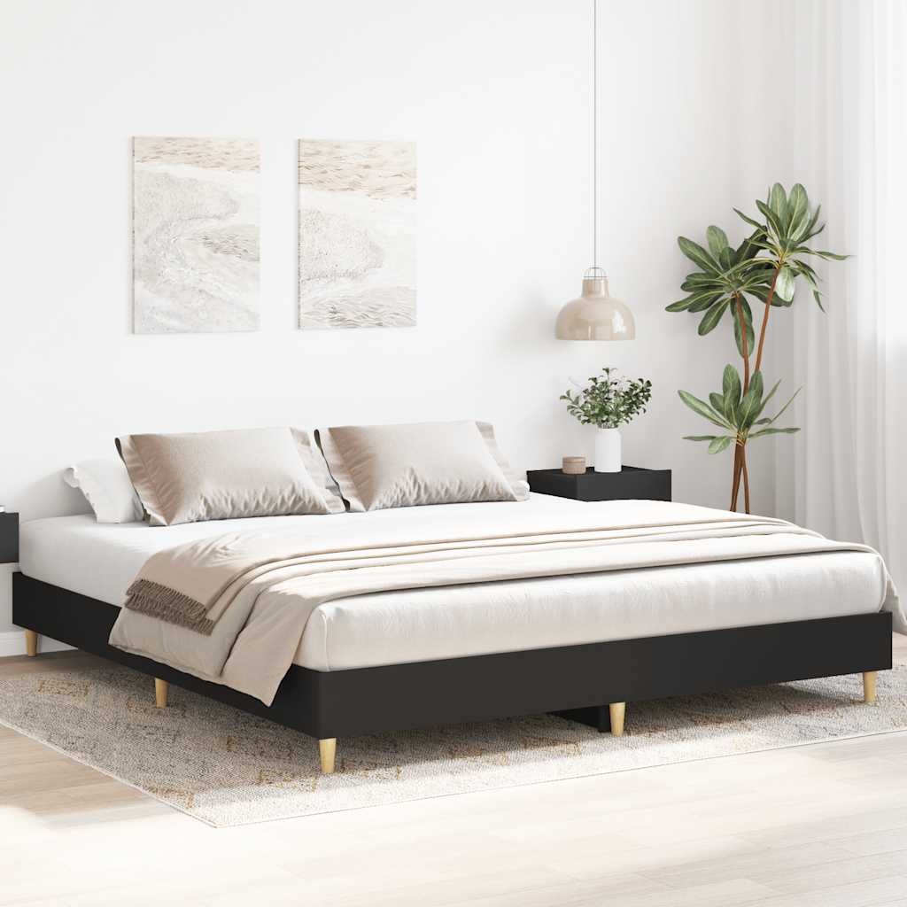 Bed Frame without Mattress Black 160x200cm Engineered Wood