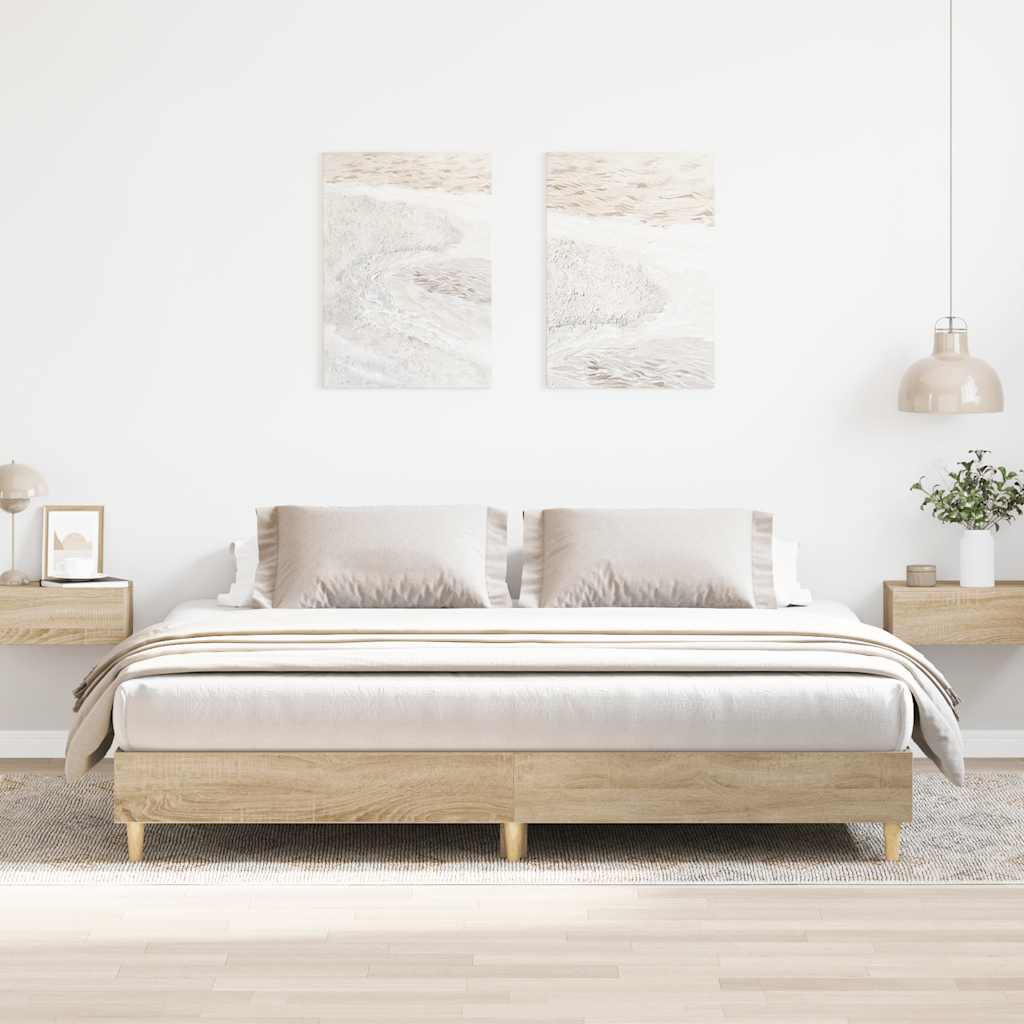 Bed Frame without Mattress Sonoma Oak 160x200cm Engineered Wood