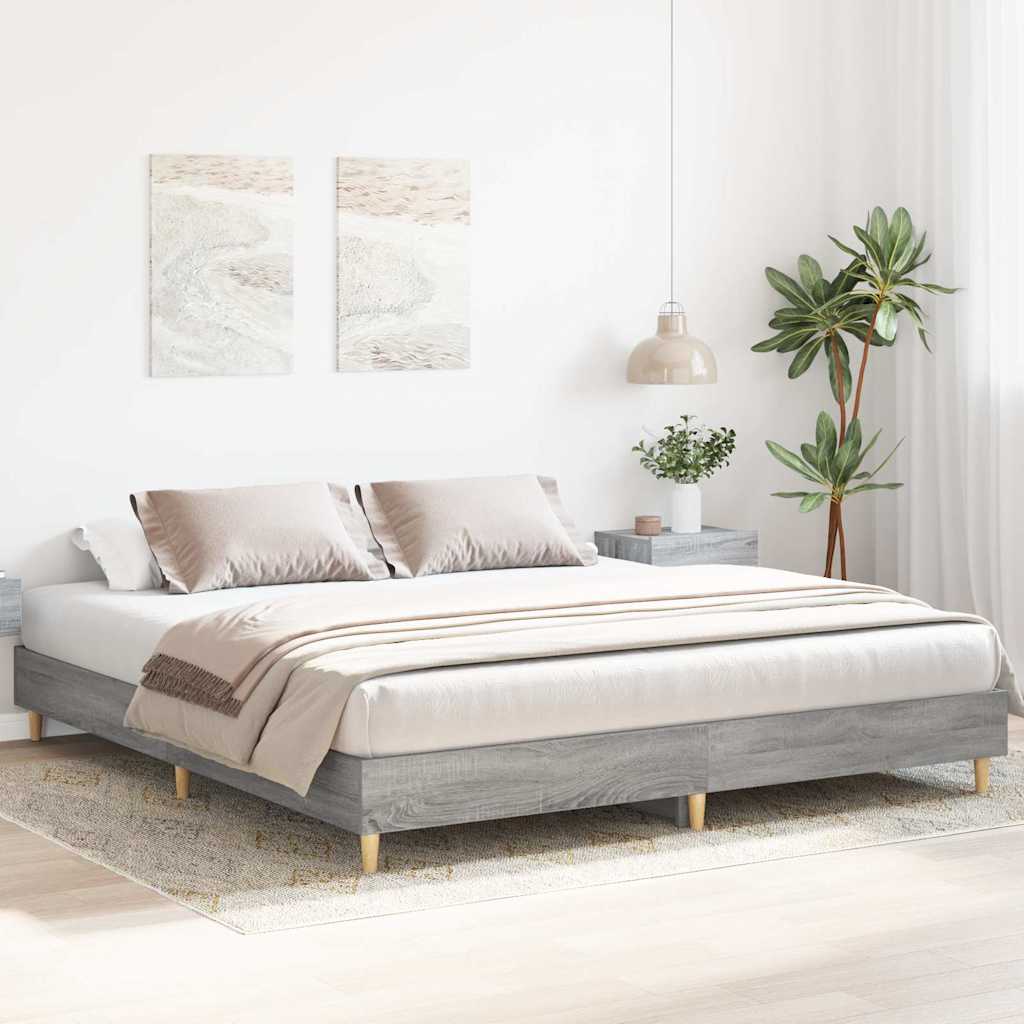 Bed Frame without Mattress Grey Sonoma 160x200cm Engineered Wood
