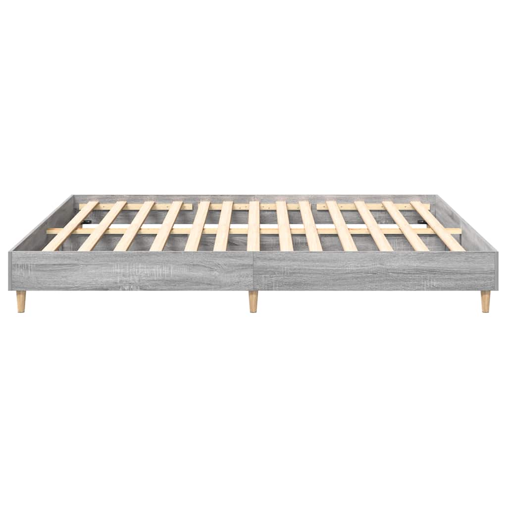 Bed Frame without Mattress Grey Sonoma 160x200cm Engineered Wood