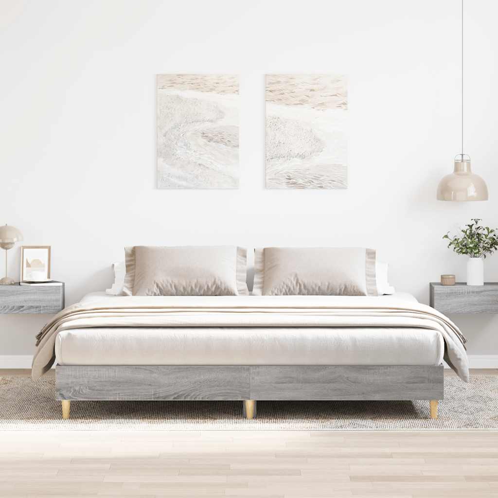 Bed Frame without Mattress Grey Sonoma 160x200cm Engineered Wood