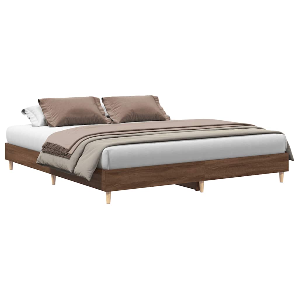 Bed Frame without Mattress Brown Oak 160x200cm Engineered Wood