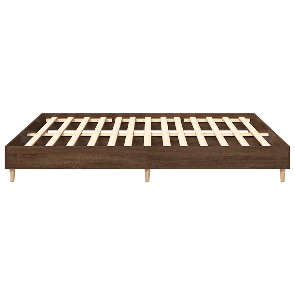 Bed Frame without Mattress Brown Oak 160x200cm Engineered Wood