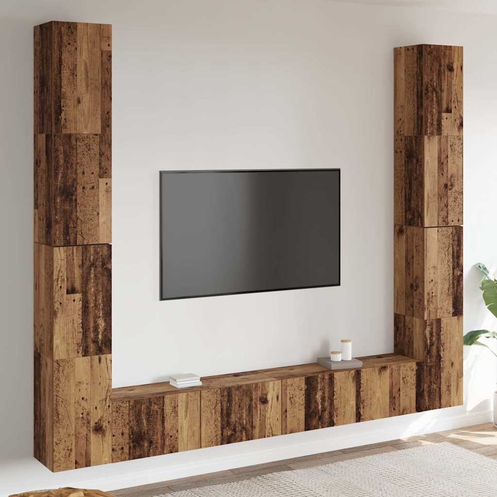 Wall Mounted TV cabinets 6 pcs Old Wood Engineered Wood