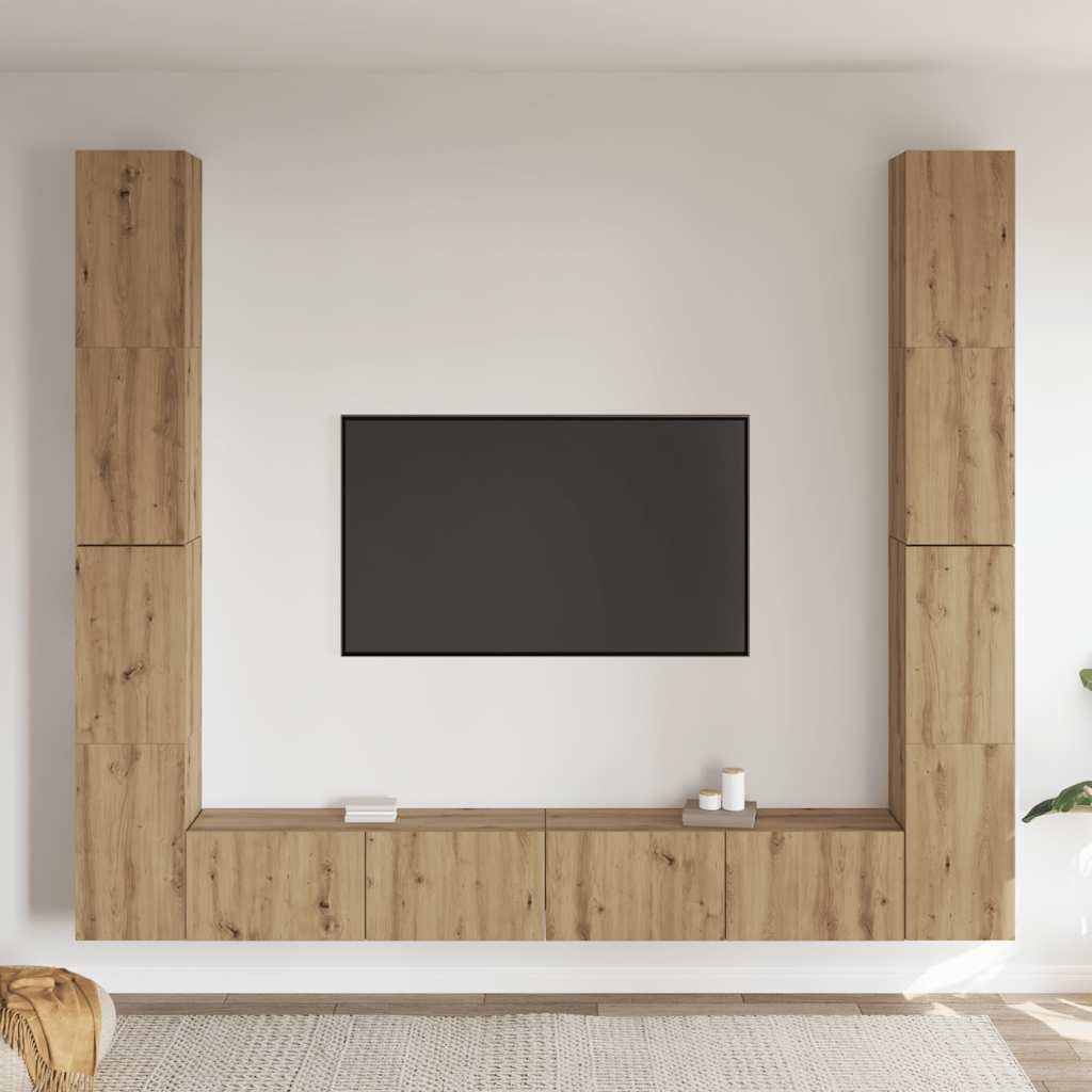 Wall Mounted TV cabinets 6 pcs Artisan Oak Engineered Wood