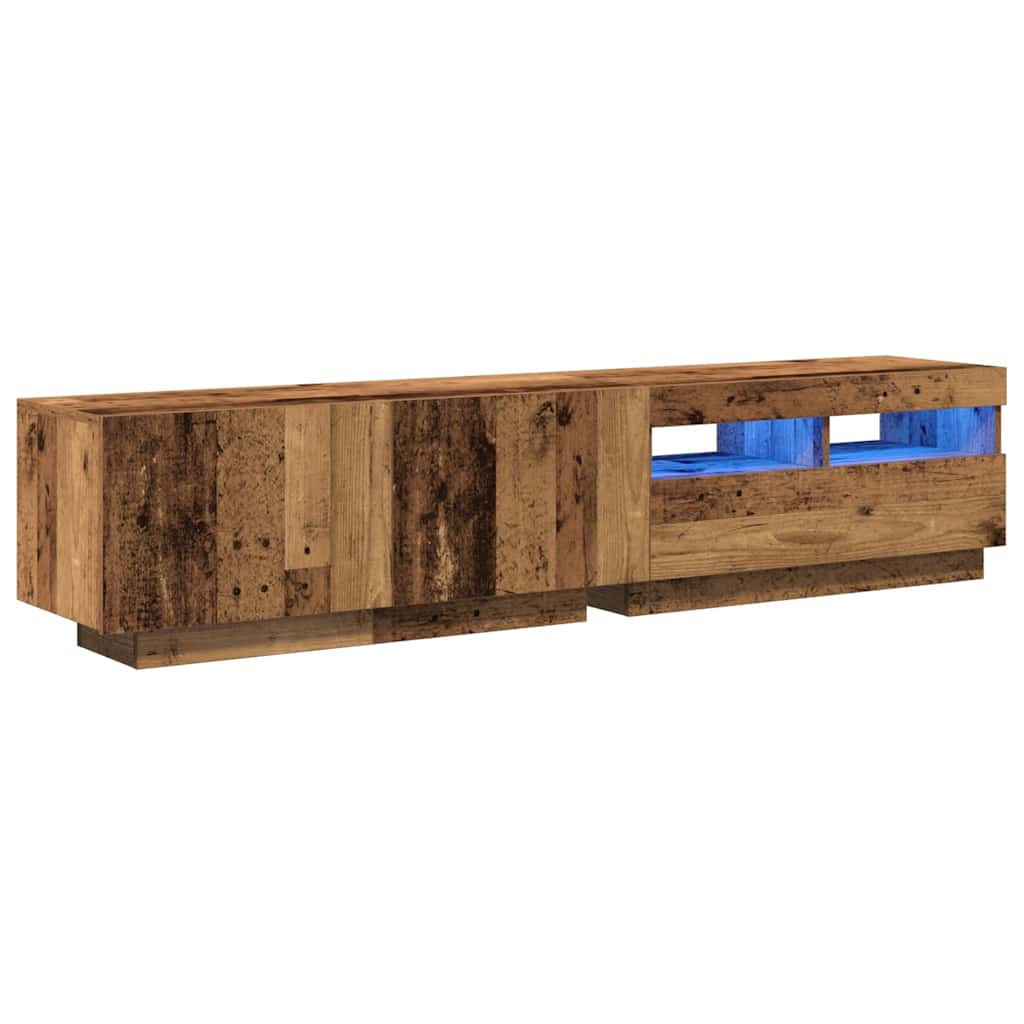 TV Cabinet with LED Lights Old Wood 180x35x40 cm Engineered Wood