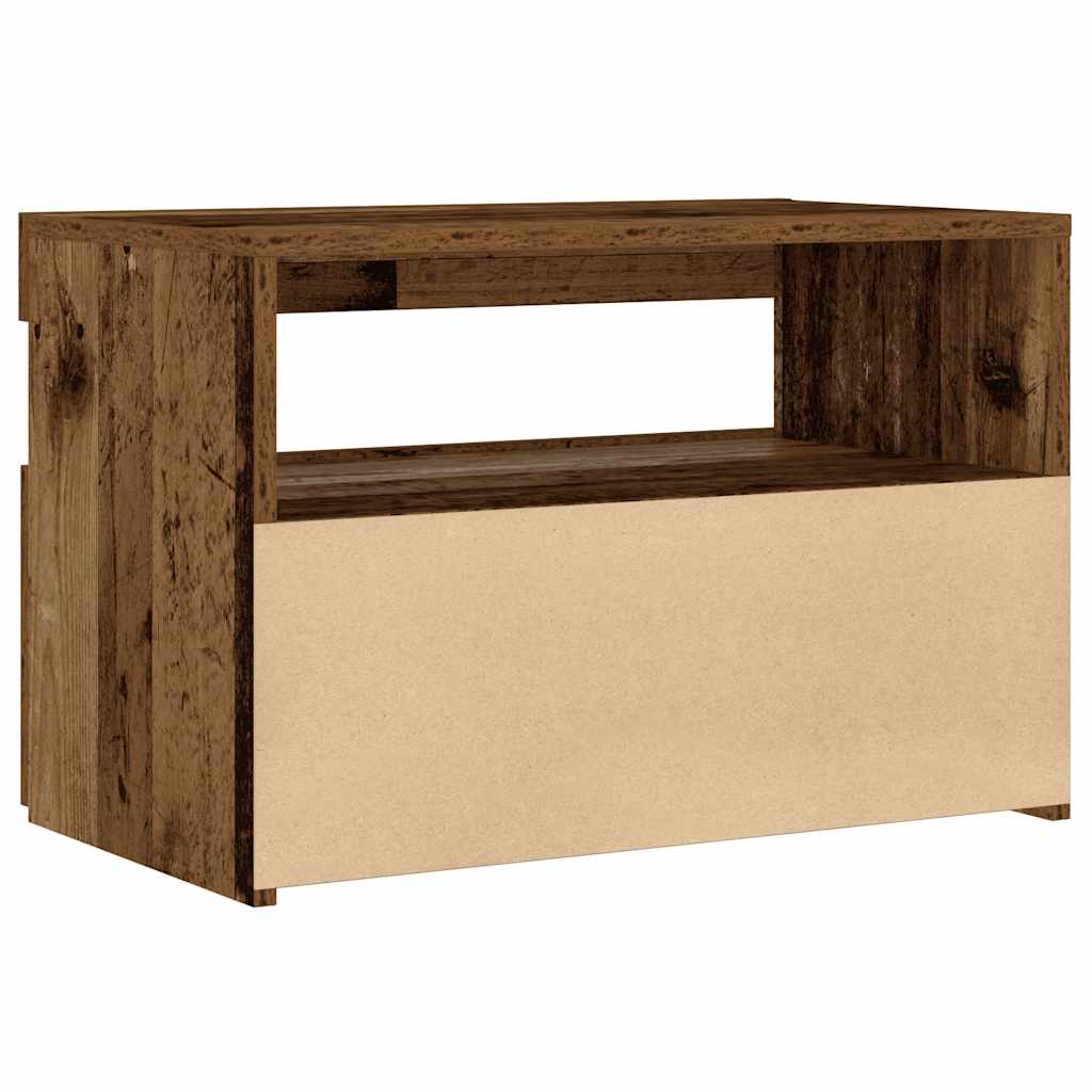 Bedside Cabinet with LED Lights Old Wood 60x35x40 cm Engineered Wood