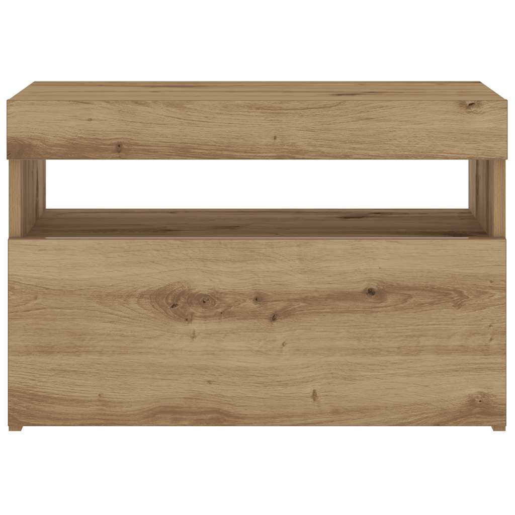 Bedside Cabinet with LED Lights Artisan Oak 60x35x40 cm Engineered Wood