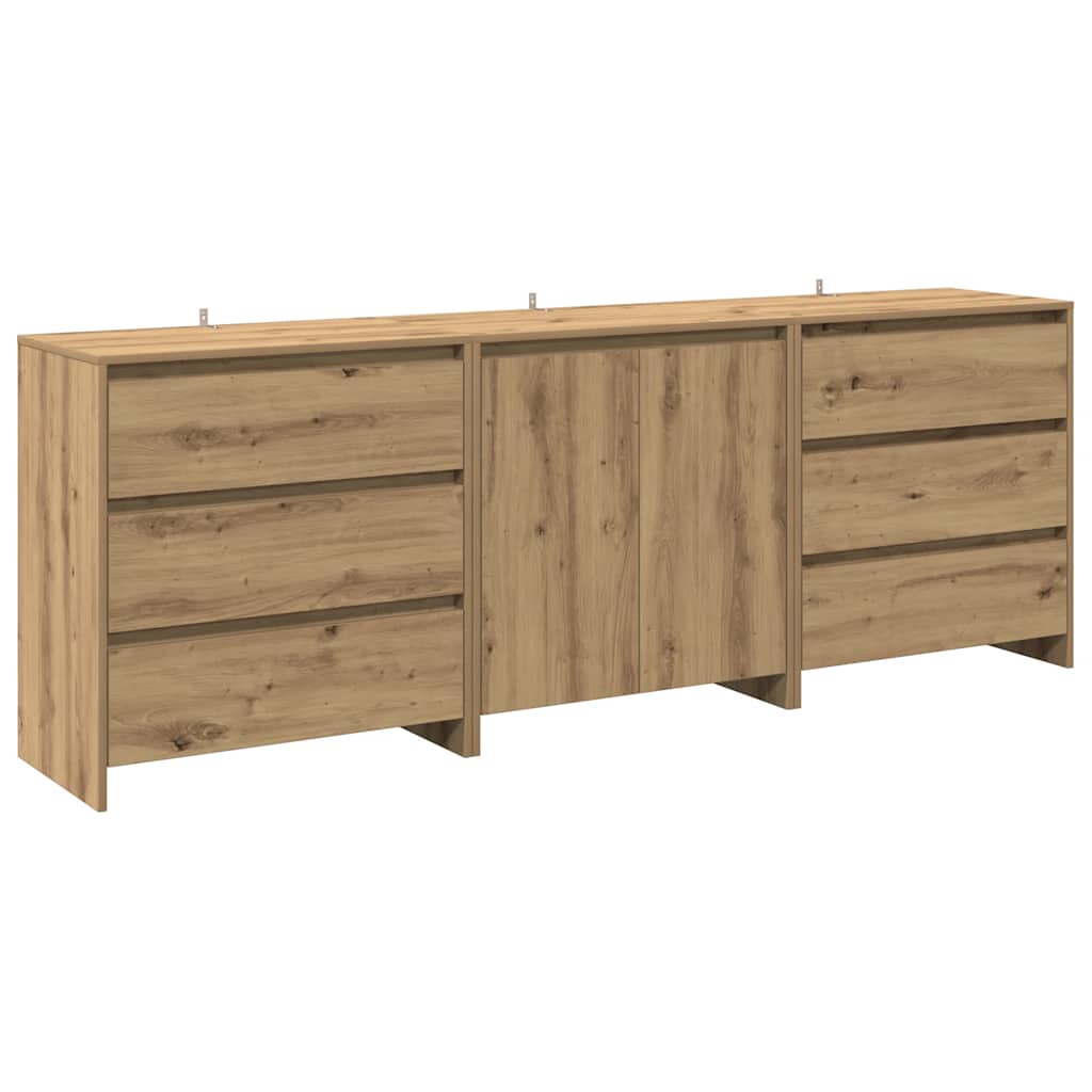 3 Piece Sideboard Artisan Oak Engineered Wood