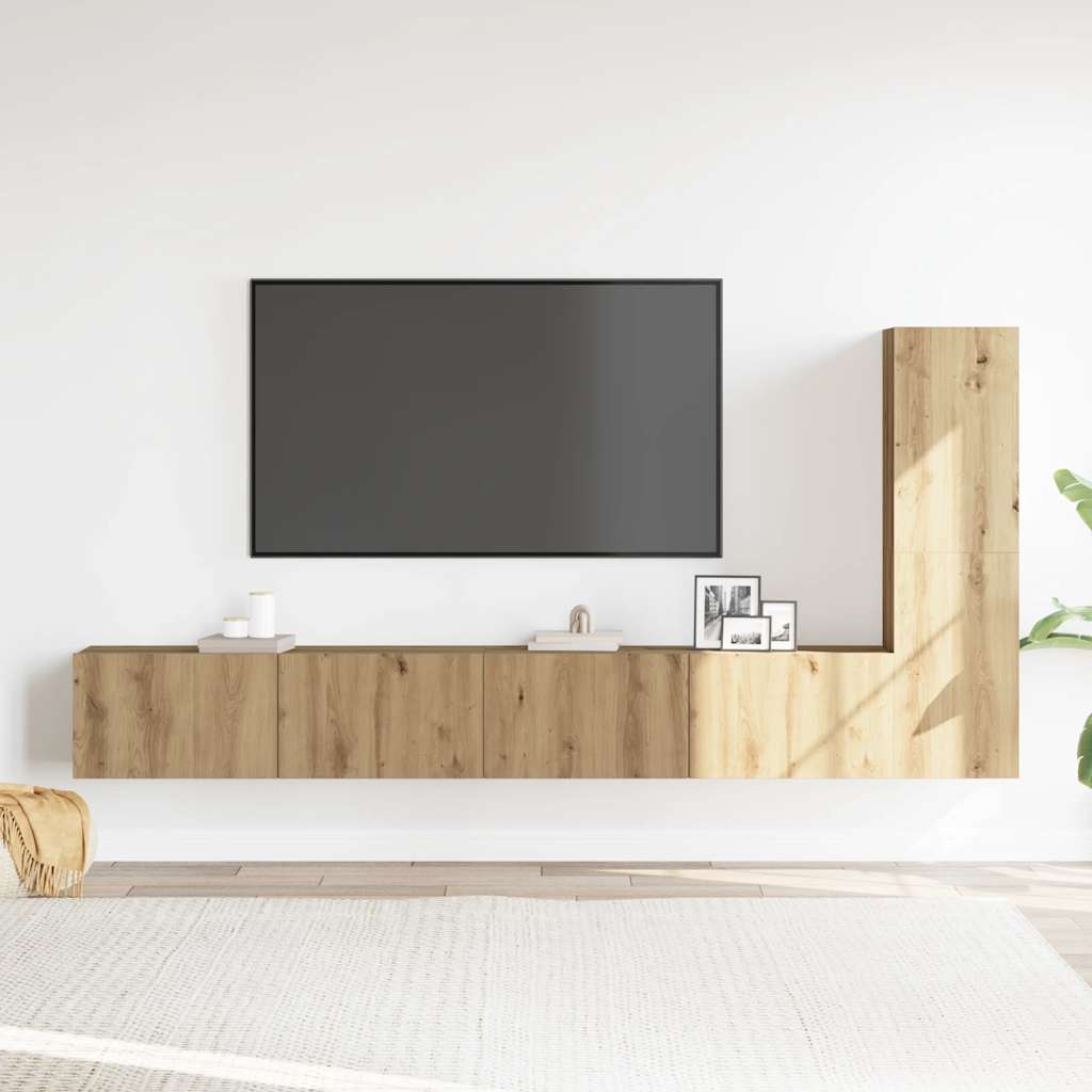 3 Piece TV Cabinet Set Wall-mounted Artisan Oak Engineered Wood