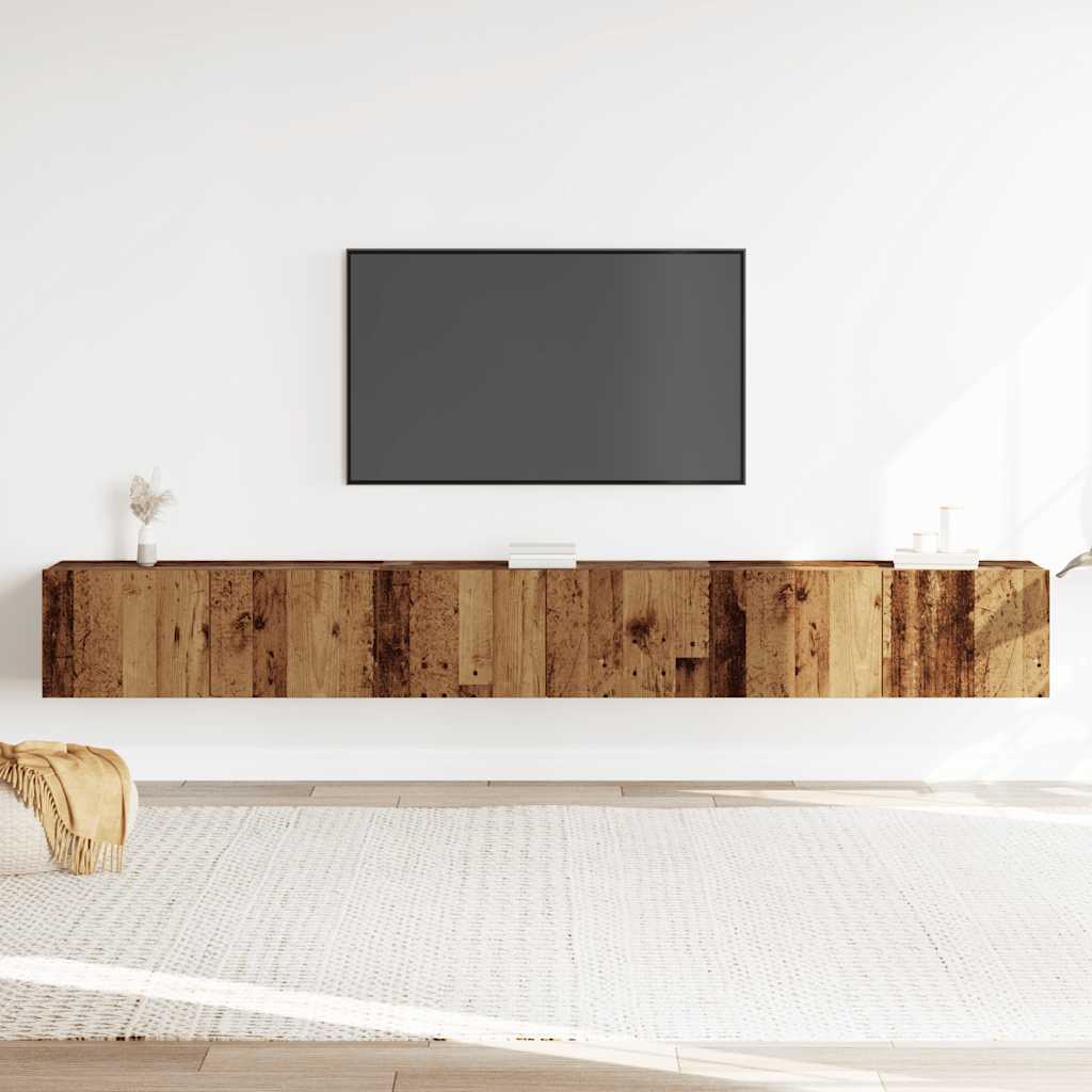 3 Piece TV Cabinet Set Wall-mounted Old Wood Engineered Wood