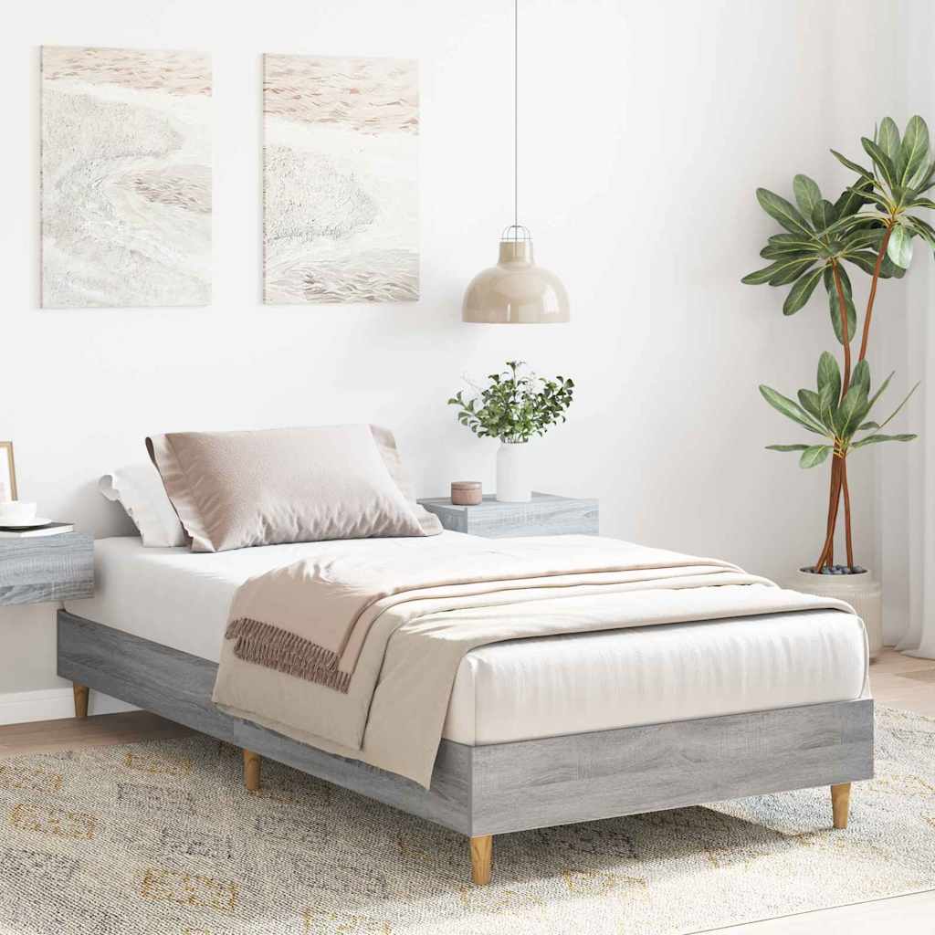 Bed FrameGrey sonoma 90 x 200 cm Engineered wood