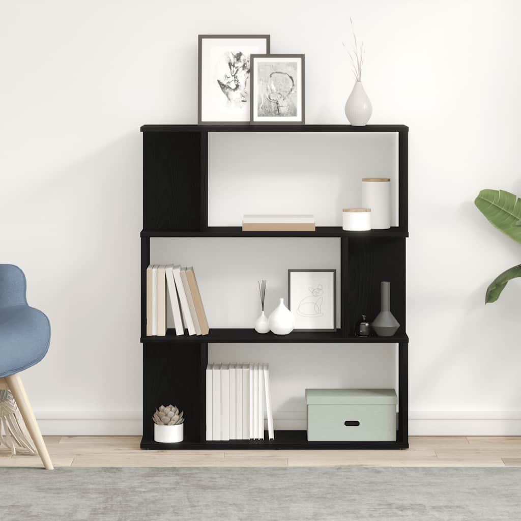 Bookcase Black Oak 80x24x96 cm Engineered Wood