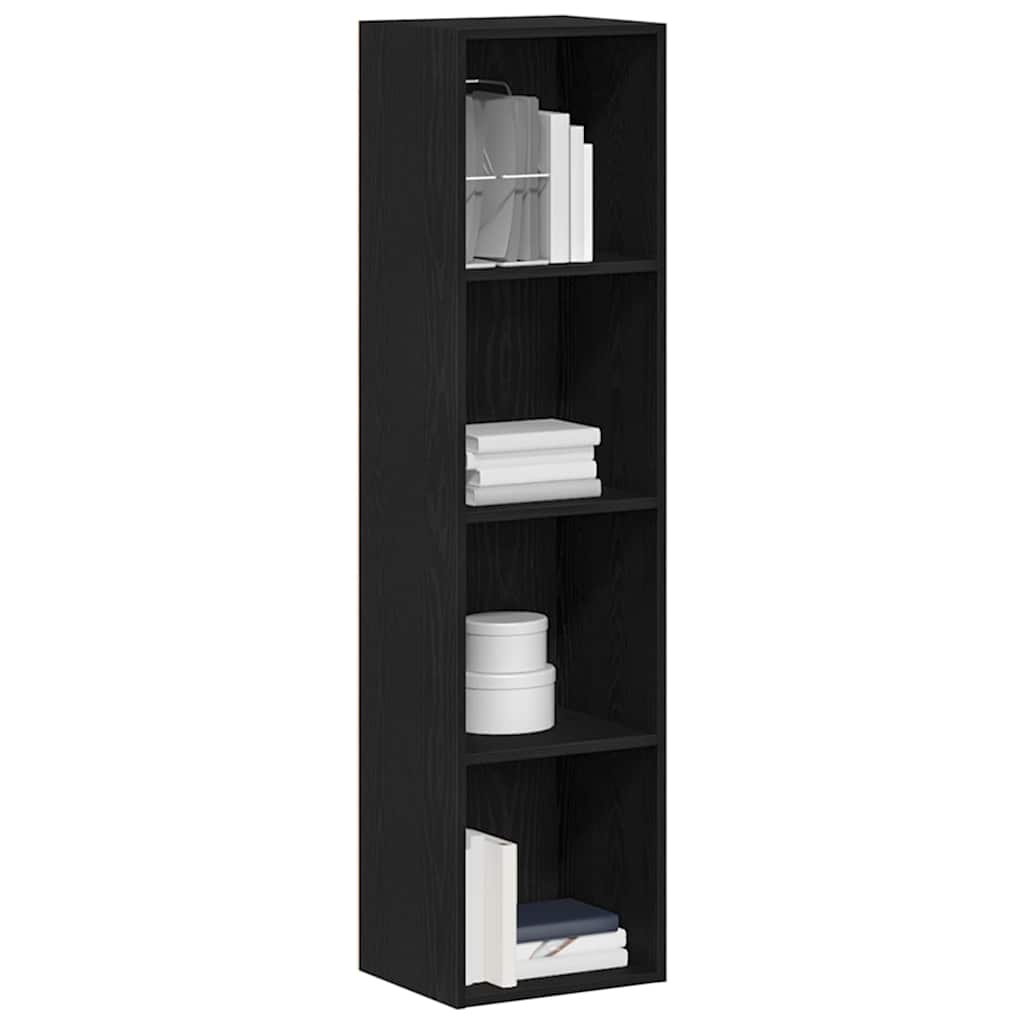 Bookcase Black Oak 36x30x143 cm Engineered Wood
