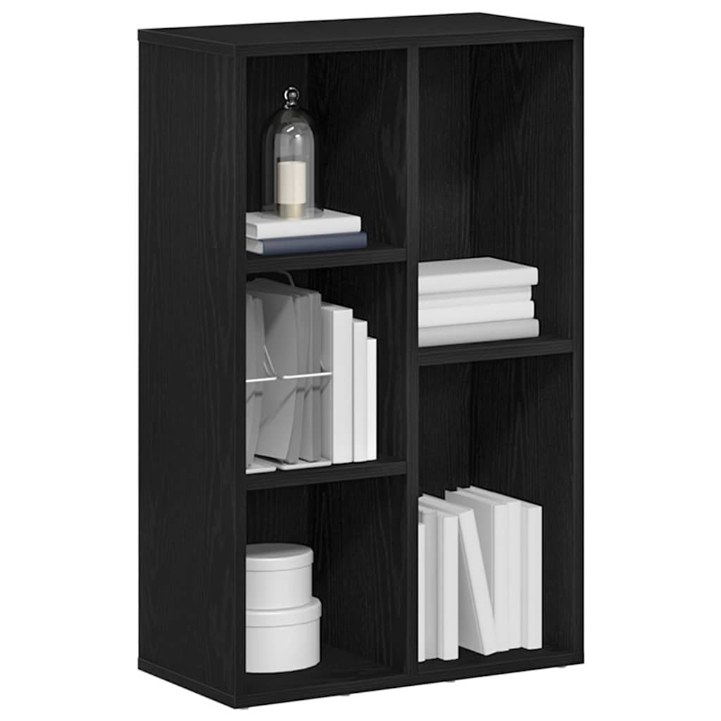 Bookcase Black Oak 50x25x80 cm Engineered Wood