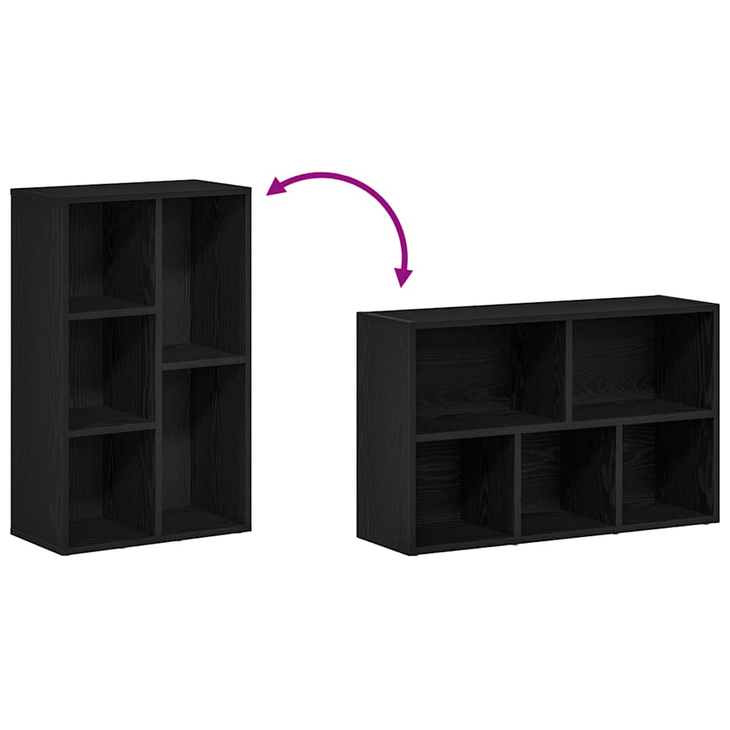 Bookcase Black Oak 50x25x80 cm Engineered Wood