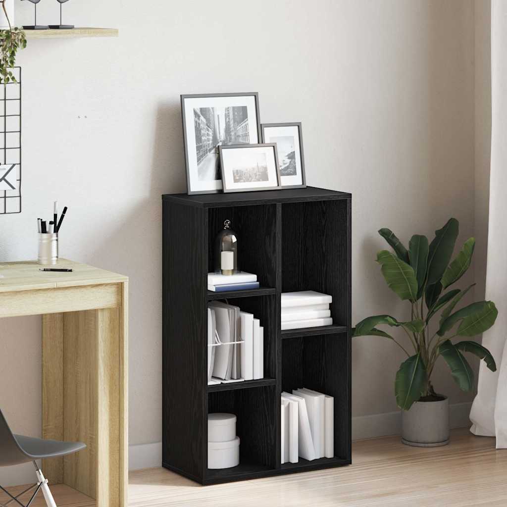 Bookcase Black Oak 50x25x80 cm Engineered Wood