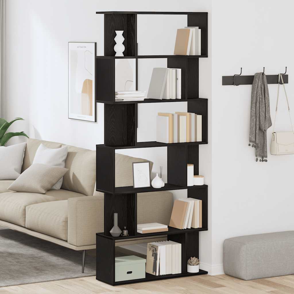 Bookcase Black Oak 80x24x190.5 cm Engineered Wood