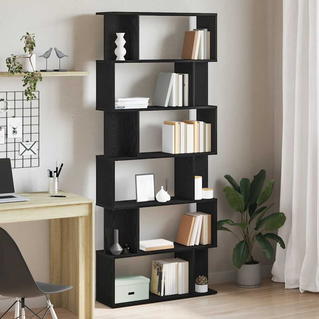 Bookcase Black Oak 80x24x190.5 cm Engineered Wood