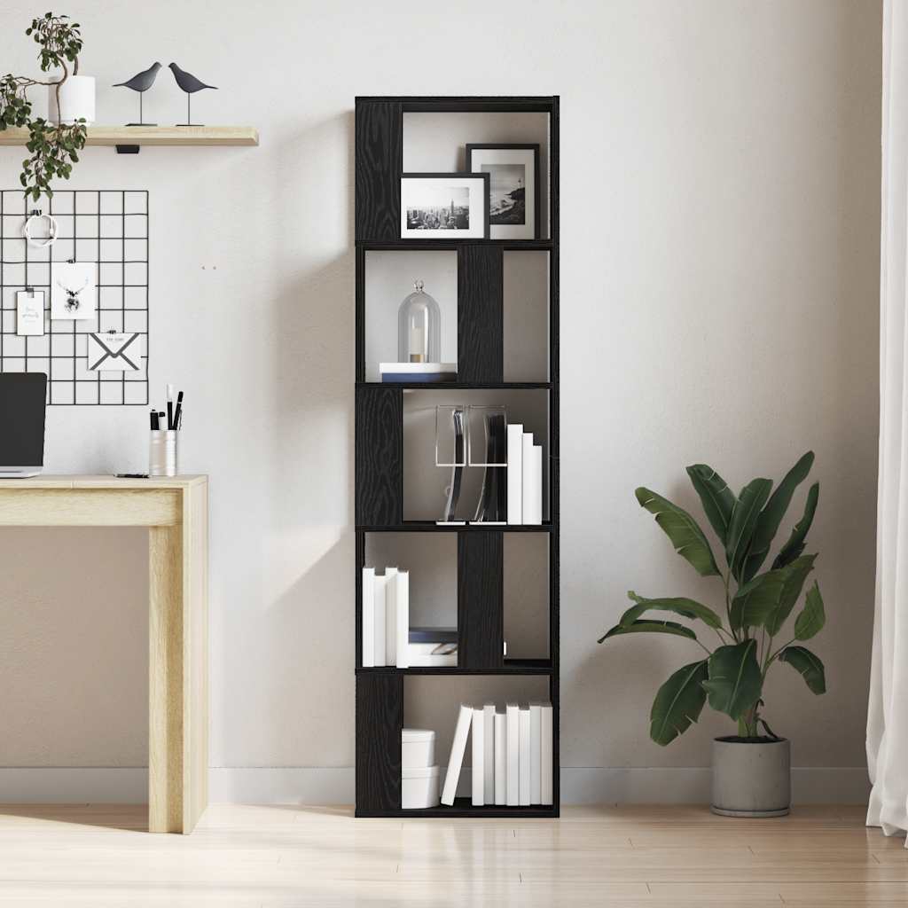 Book Cabinet/Room Divider Black Oak 45x24x159 cm Engineered Wood