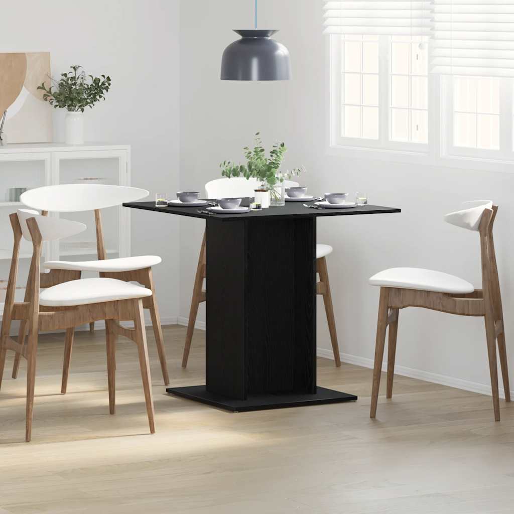 Dining Table Black Oak 80x80x75 cm Engineered Wood