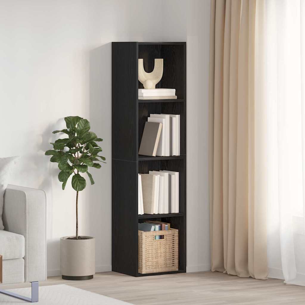 Bookshelf Black Oak 36x30x143 cm Engineered Wood