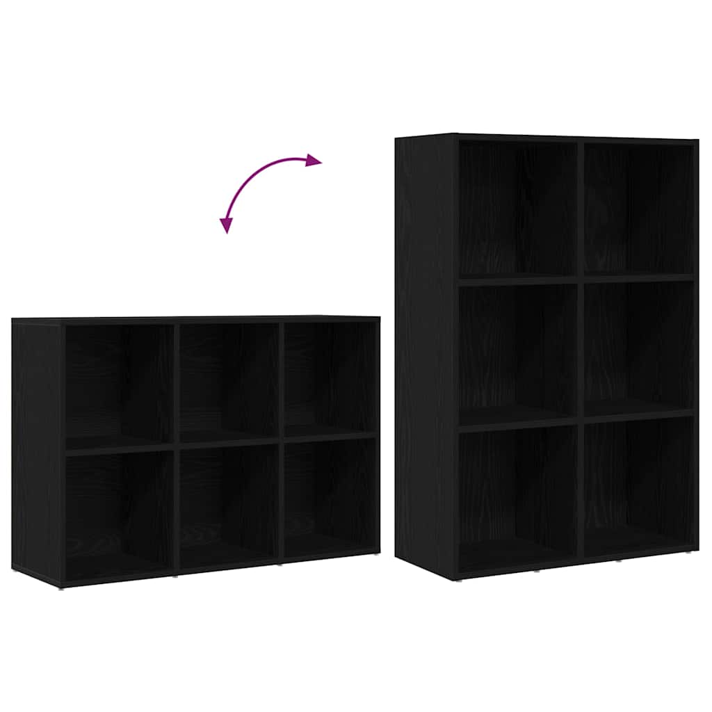 Book Cabinet Black Oak 66x30x98 cm Engineered Wood