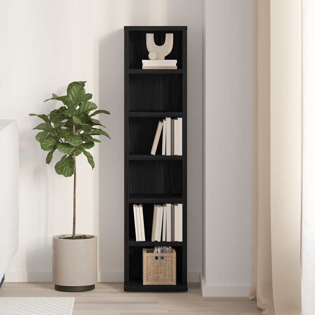 CD Cabinet Black Oak 21x20x88 cm Engineered Wood