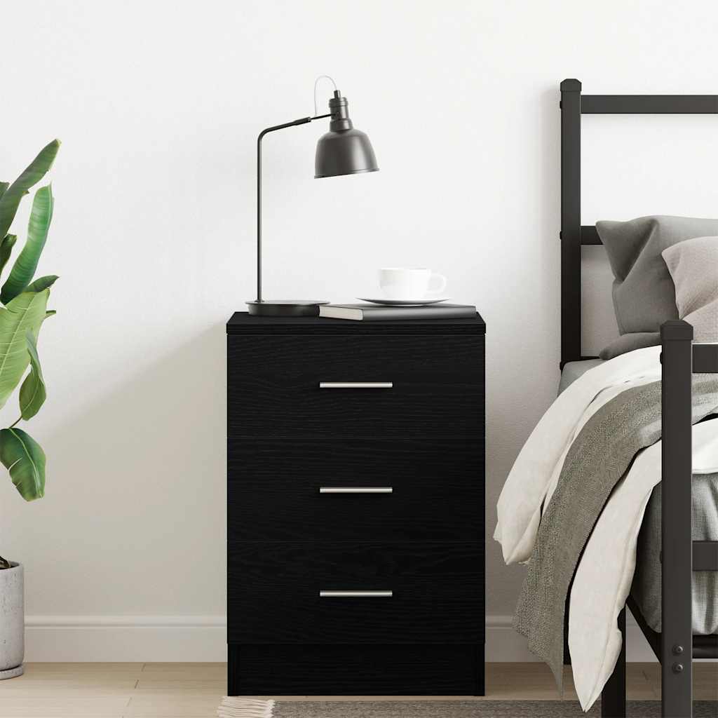 Bedside Cabinet Black Oak 38x35x55 cm Engineered Wood