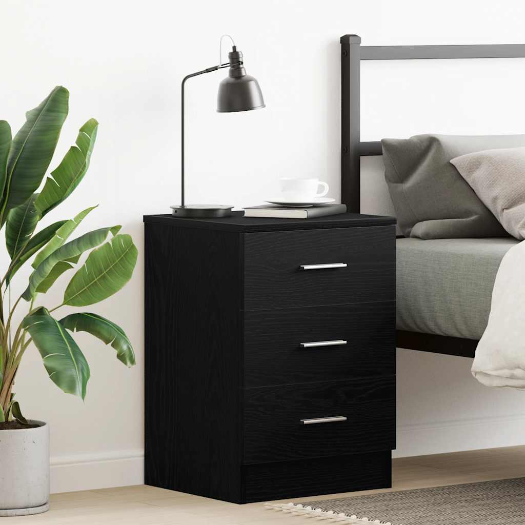 Bedside Cabinet Black Oak 38x35x55 cm Engineered Wood