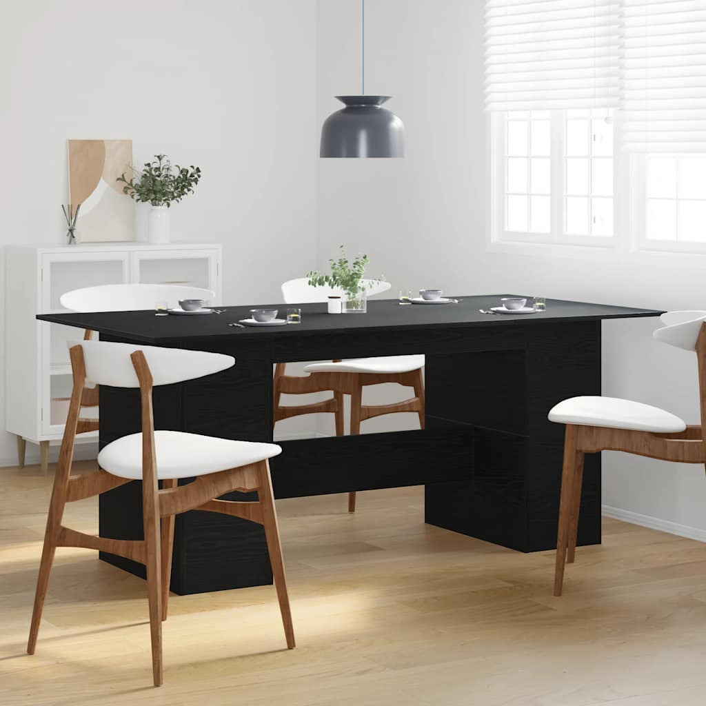 Dining Table Black Oak 180x90x76 cm Engineered Wood