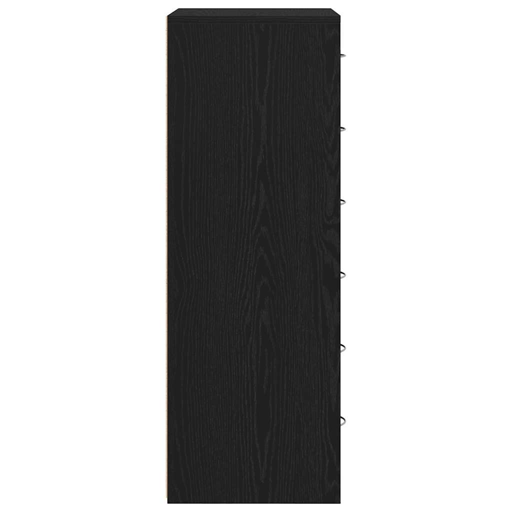 Sideboard with 6 Drawers Black Oak 50x34x96 cm Engineered Wood