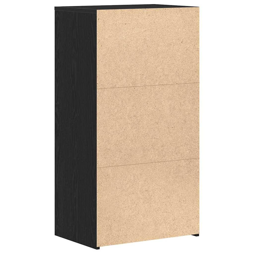 Sideboard with 6 Drawers Black Oak 50x34x96 cm Engineered Wood