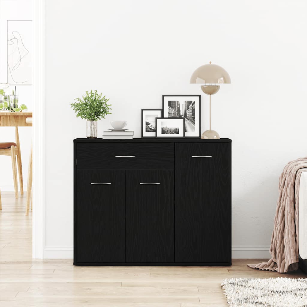 Sideboard Black Oak 88x30x70 cm Engineered Wood