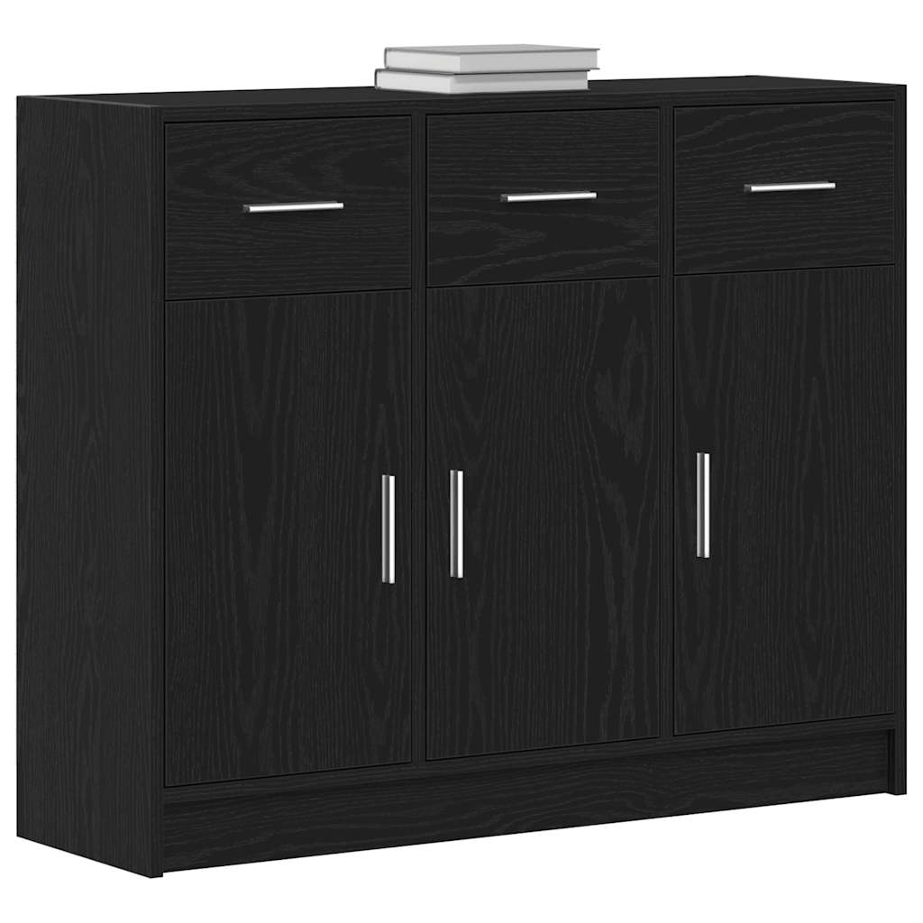 Sideboard Black Oak 91x28x75 cm Engineered Wood