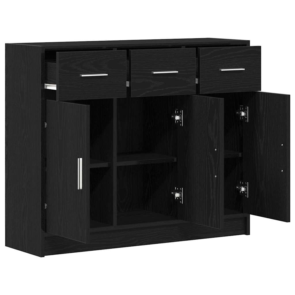 Sideboard Black Oak 91x28x75 cm Engineered Wood