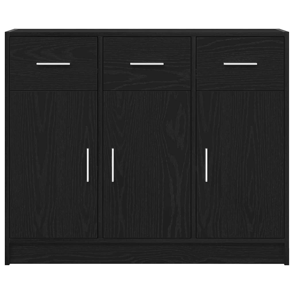 Sideboard Black Oak 91x28x75 cm Engineered Wood