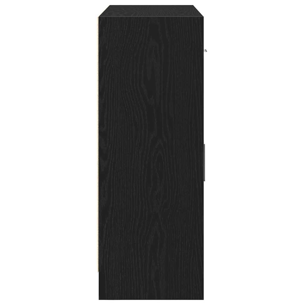 Sideboard Black Oak 91x28x75 cm Engineered Wood