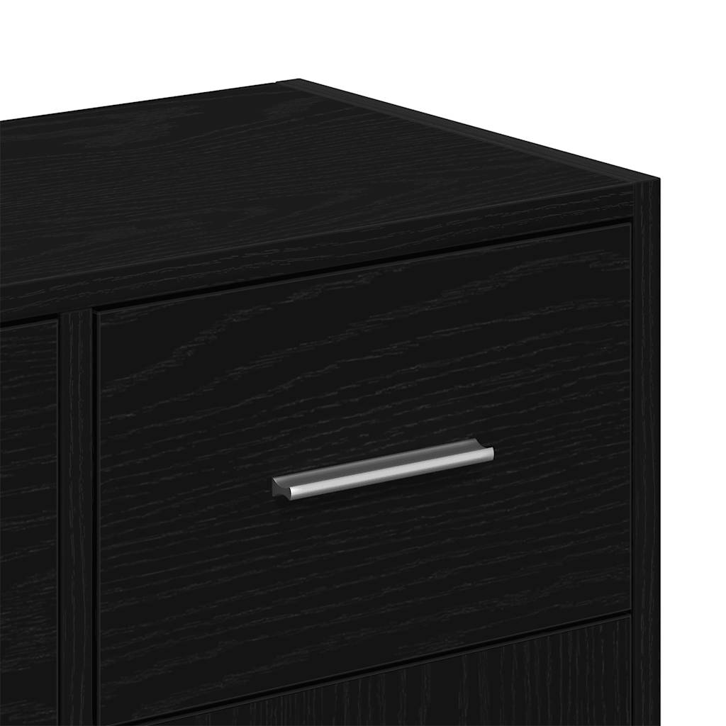 Sideboard Black Oak 91x28x75 cm Engineered Wood