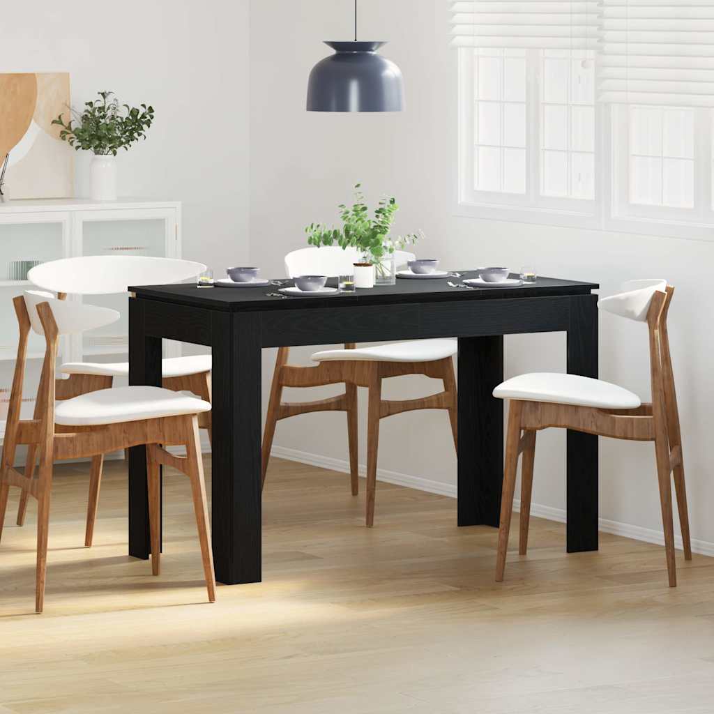 Dining Table Black Oak 120x60x76 cm Engineered Wood