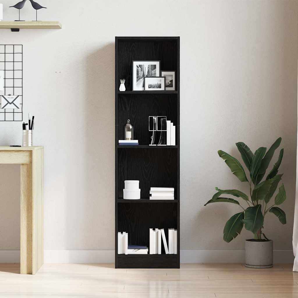 Bookcase Black Oak 40x24x143 cm Engineered Wood