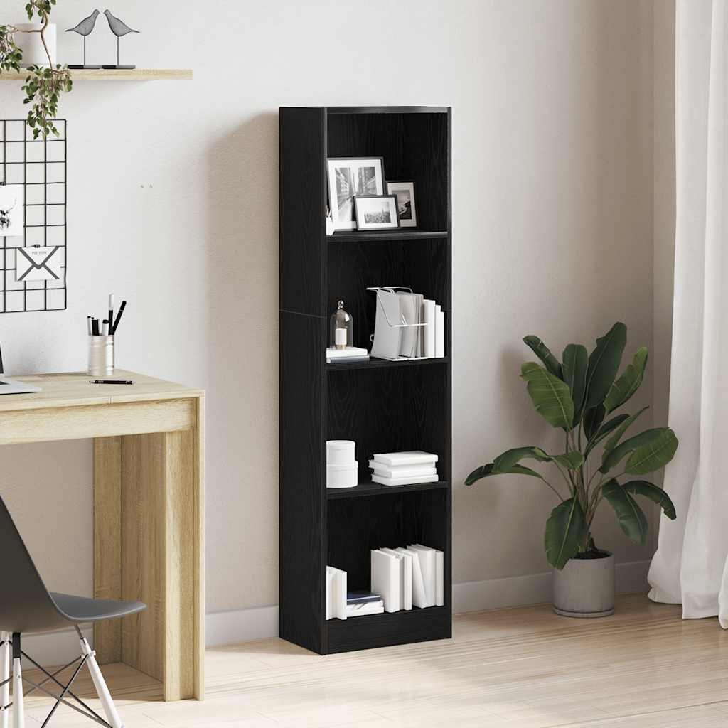 Bookcase Black Oak 40x24x143 cm Engineered Wood
