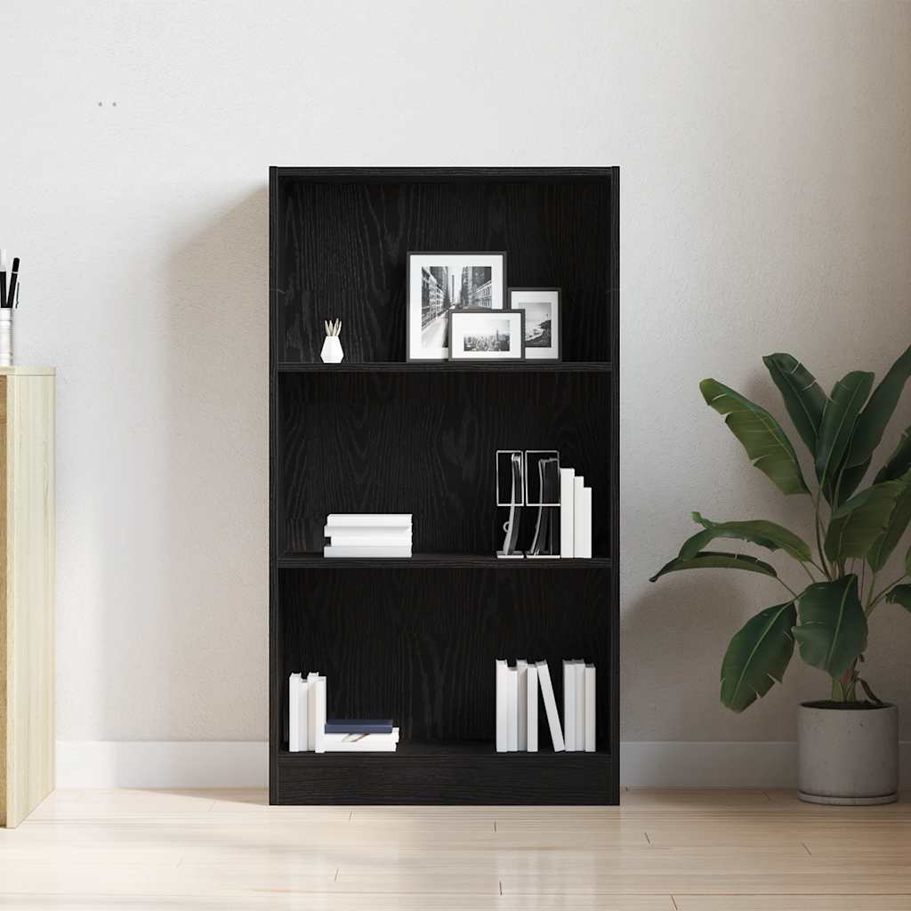 Bookcase Black Oak 60x24x109 cm Engineered Wood