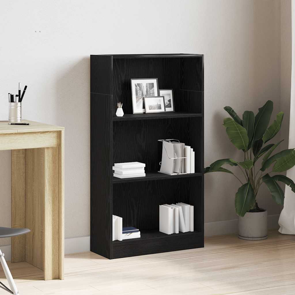 Bookcase Black Oak 60x24x109 cm Engineered Wood