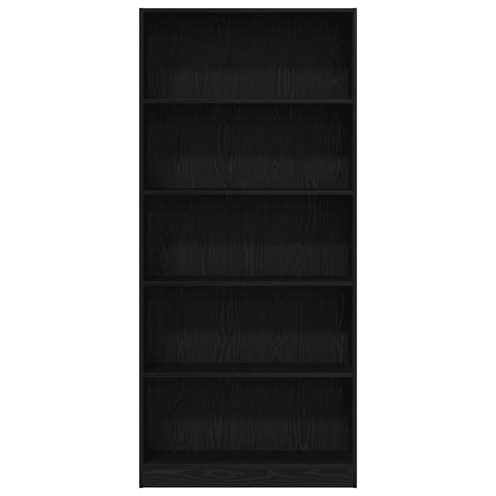 Bookcase Black Oak 80x24x176 cm Engineered Wood