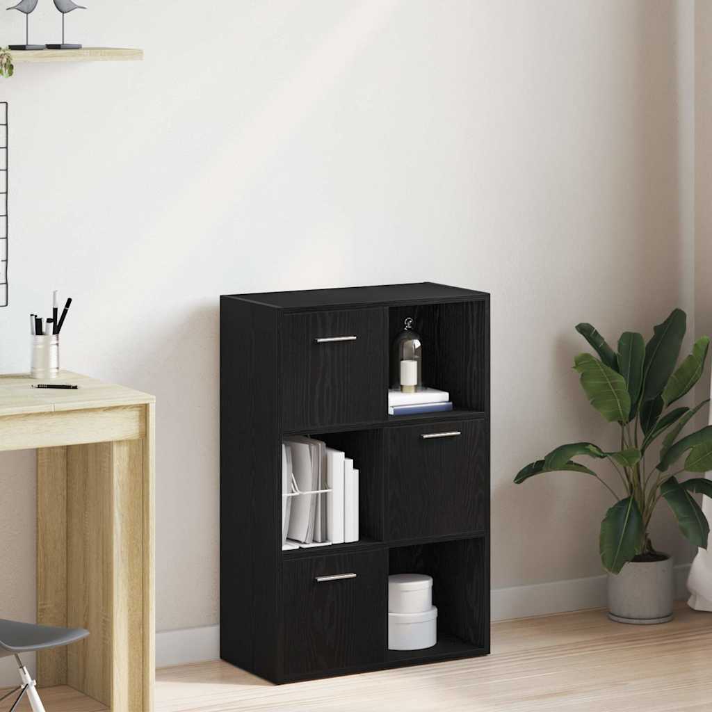 Book Cabinet/Room Divider Black Oak 60.5x30x90cm Engineered Wood
